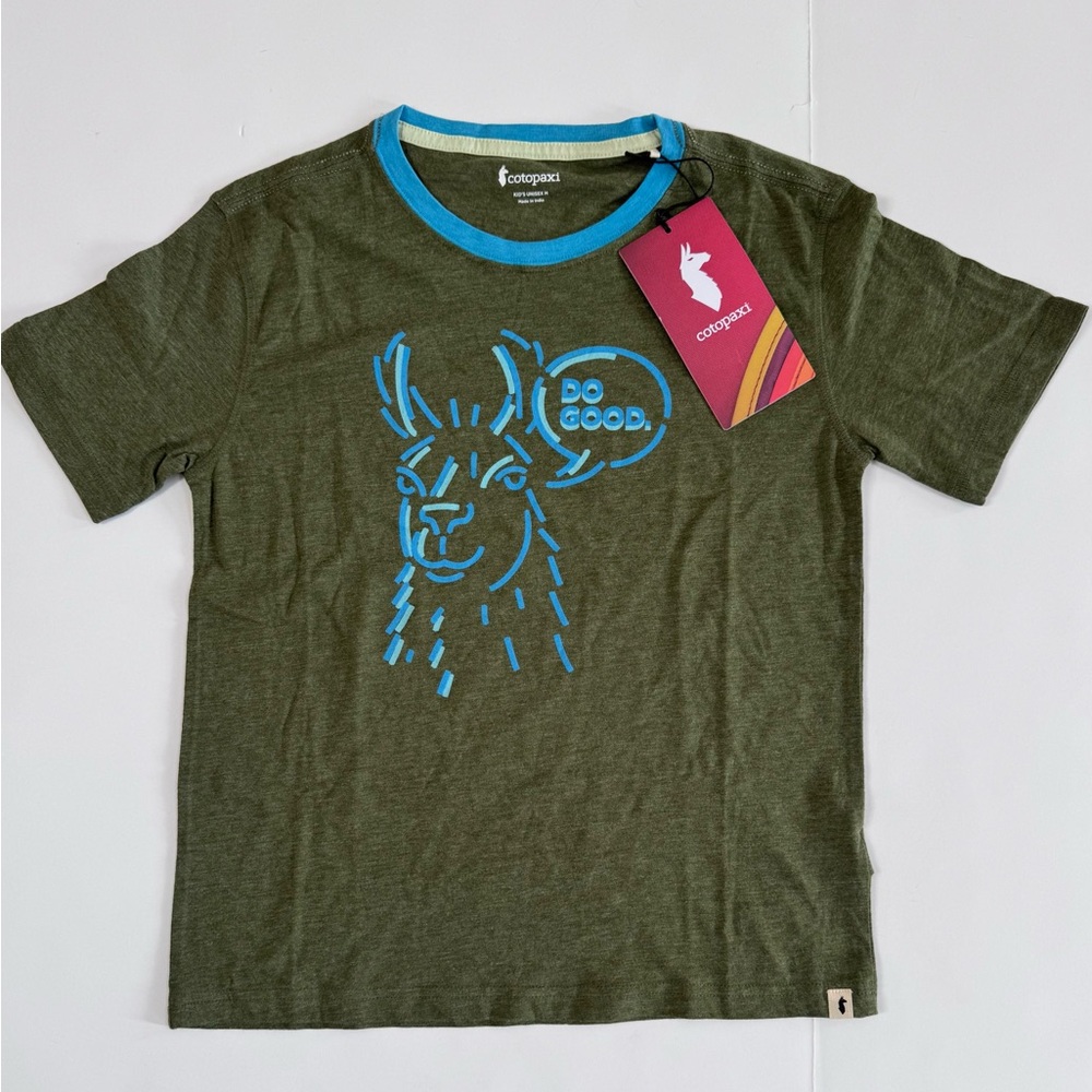 2 for $25 Item, Cotopaxi Talking Llama Kid’s T-Shirt, kids M Unisex, Pine, NWT
